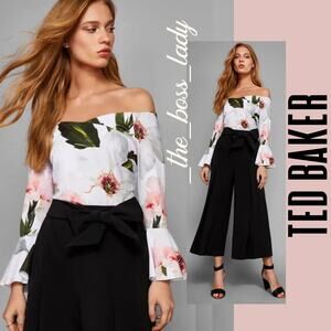 Ted Baker floral top off-the-shoulder bell sleeves